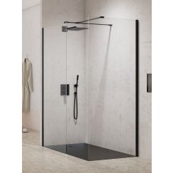 New Trendy New Modus Black cabină de duș walk-in 150x90 cm dreptunghiular negru semi lucios/sticlă transparentă EXK-5634
