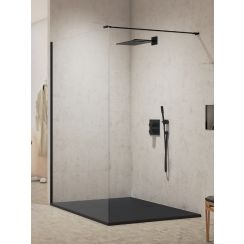 New Trendy New Modus Black perete cabină de duș walk-in 100 cm negru mat/sticla transparentă EXK-5538