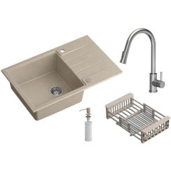Quadron Comfort 111 chiuveta cu baterie și accesorii bej/oțel HCQP7850BEZK_3673500BS