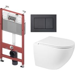 Set vas WC Oltens Hamnes 42513000, cadru încastrat Tece Base 9400407, 9240407, 45100000