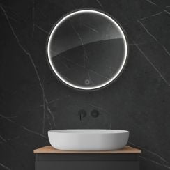 Oltens Nordlis oglindă 60x60 cm rotund cu iluminare cu covoraș de încălzire negru 64100300
