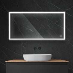 Oltens Nordlis oglindă 60x120 cm dreptunghiular cu iluminare cu covoraș de încălzire negru 64107300