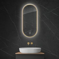 Oltens Nordlis oglindă 40x90 cm oval cu iluminare cu covoraș de încălzire auriu 64113800
