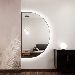Baltica Design Tiny Border Semi Round oglindă 150x95 cm cu iluminare negru 5904107925530