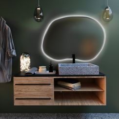 Baltica Design Bright Stain II oglindă 90x64 cm cu iluminare argint 5904107919706