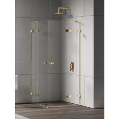 New Trendy Eventa Gold Shine cabină de duș 110x110 cm pătrat auriu luciu/sticlă transparentă EXK-4767