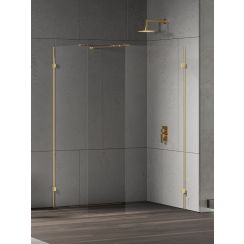 New Trendy Eventa Gold Shine cabină de duș walk-in 160x90 cm dreptunghiular auriu luciu/sticlă transparentă EXK-4879