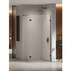 New Trendy Eventa Black Chrome perete cabină de duș walk-in 140 cm negru luciu/sticla transparentă EXK-6314
