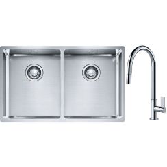 Set chiuveta din otel Franke Box 127.0370.188, baterie bucătărie Franke Ambient 115.0373.947, 112.0545.792