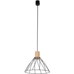 TK Lighting Modesto lampă suspendată 1x10 W negru-lemn 10156