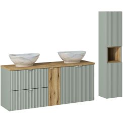 Comad Line Reed Green set mobilier de baie 140x40x140 cm sub chiuveta pe perete verde SET-LRG B OAK 140CM UN PATI HC