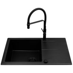 Pyramis Keros chiuvetă din granit cu baterie 76x48 cm negru 070247001BF