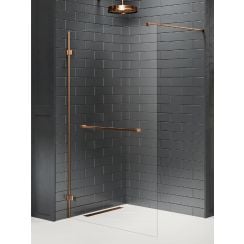 New Trendy Avexa Copper Brushed perete cabină de duș walk-in 130 cm cupru periat/sticla transparentă EXK-7162