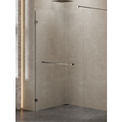 New Trendy Avexa Gunmetal Brushed perete cabină de duș walk-in 160 cm periat/sticla transparentă EXK-7131