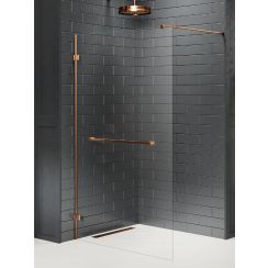 New Trendy Avexa Copper Brushed perete cabină de duș walk-in 130 cm cupru periat/sticla transparentă EXK-7172