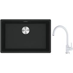 Set chiuvetă din granit Franke Maris 125.0687.252, baterie bucătărie Franke Lina 115.0626.024