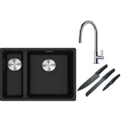 Set chiuvetă din granit Franke Maris 125.0687.269, baterie bucătărie Franke Ambient 115.0373.947, 112.0545.792