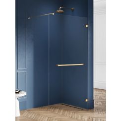 New Trendy Avexa Gold Brushed perete cabină de duș walk-in 120 cm auriu periat/sticla transparentă EXK-7029