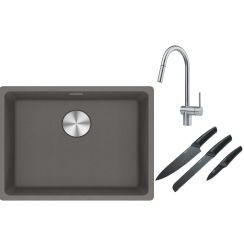 Set chiuvetă din granit Franke Maris 125.0687.254, baterie bucătărie Franke Leda Neo 115.0590.047, 112.0545.792