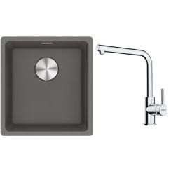 Set chiuvetă din granit Franke Maris 125.0687.250, baterie bucătărie Franke Lina 115.0712.420