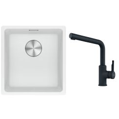 Set chiuvetă din granit Franke Maris 125.0687.251, baterie bucătărie Franke Urban 115.0627.523, 112.0545.792