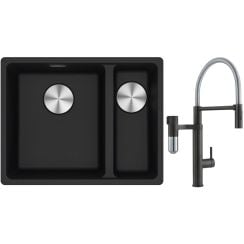 Set baterie bucătărie Franke Vital Semi-Pro 120.0621.313, chiuvetă din granit Franke Maris 125.0687.265