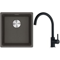 Set chiuvetă din granit Franke Maris 125.0716.374, set de cuțite Franke Box Center BWX 112.0545.792, 115.0626.020