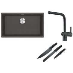Set chiuvetă din granit Franke Maris 125.0716.377, baterie bucătărie Franke Atlas 115.0550.427, 112.0545.792