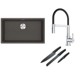 Set chiuvetă din granit Franke Maris 125.0716.377, baterie bucătărie Franke Lina 115.0626.085, 112.0545.792