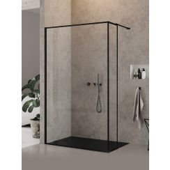 New Trendy New Modus Black perete cabină de duș walk-in 140 cm negru mat/sticla transparentă EXK-5587