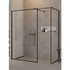 New Trendy New Modus Black cabină de duș walk-in 130x120 cm dreptunghiular negru mat/sticlă transparentă EXK-5661