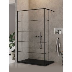 New Trendy New Modus Black perete cabină de duș walk-in 130 cm negru mat/sticla transparentă EXK-5578