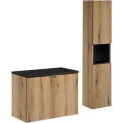 Set dulap Comad Nova Oak NOVA OAK A 82-80-2D, dulap Comad Nova Oak NOVA OAK A 80-03-2D(W80-01A), NOVA BLACK B 89-80, NOVA BLACK A 83-27-Q(W83-04D)