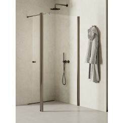 New Trendy New Soleo Gunmetal Brushed perete cabină de duș walk-in 120 cm grafit periat/sticla transparentă K-2279