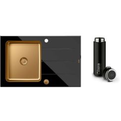 Set chiuvetă sticlă-oțel Quadron Ford HB3578SC3C1_P2O, cana termică Quadron M0051