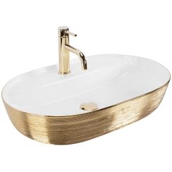 Rea Aura lavoar 60.5x40.5 cm ovale de blat alb-auriu REA-U6900