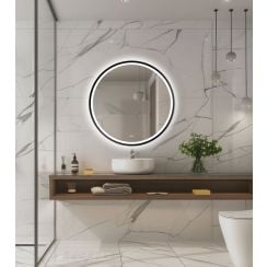Venti Orion Black oglindă 60x60 cm rotund cu iluminare cu covoraș de încălzire negru 5905951180342
