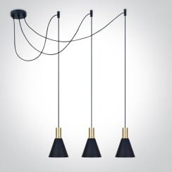 One Light Tala lampă suspendată 3x10 W negru-alamă 63122B/BBS