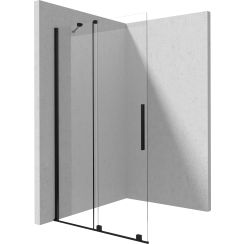 Deante Prizma perete cabină de duș walk-in 140 cm negru mat/sticla transparentă KTJ_N34R