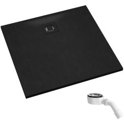 Schedpol Majestic Black Stone cădiță de duș pătrată cu sifon 90x90 cm negru 3.3501/C/ST-M6/C