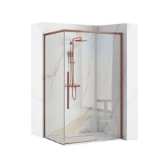 Rea Solar cabină de duș 120x90 cm dreptunghiular cupru periat/sticlă transparentă REA-K9514