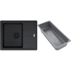 Franke Basis chiuvetă din granit cu inserție de scurgere 62x50 cm gri/grafit/onix 114.0743.083
