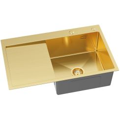 Ruvetti Masivo chiuveta cu dozator 78x49 cm auriu 5002M_PVD_GOLD160_WP