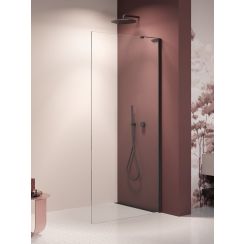 New Trendy Nesta Black perete cabină de duș walk-in 120 cm negru mat/sticla transparentă K-1727-WL