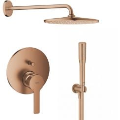 Set cap de duș cu braț Grohe Rainshower Mono 26558DL0, baterie cadă-duș Grohe Lineare 24064DL1, 26658DL0, 27400DL0, 28388DA1