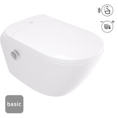 Deante Silia wc cu  buton de control agăţat fără margine alb CSSD6ZPW
