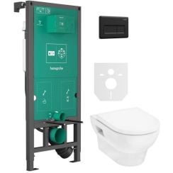 Set vas WC cu capac soft-close Hansgrohe GladeLake S 60309450, cadru încastrat Hansgrohe iFrame universal 01022180, 66001670