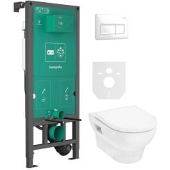 Set vas WC cu capac soft-close Hansgrohe GladeLake S 60309450, cadru încastrat Hansgrohe iFrame universal 01022180, 66001700