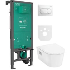 Set vas WC cu capac soft-close Hansgrohe EluPura Original S 60288450, cadru încastrat Hansgrohe iFrame universal 01022180, 66002450