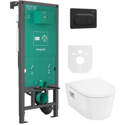 Set vas WC cu capac soft-close Hansgrohe EluPura Original S 60288450, cadru încastrat Hansgrohe iFrame universal 01022180, 66002670